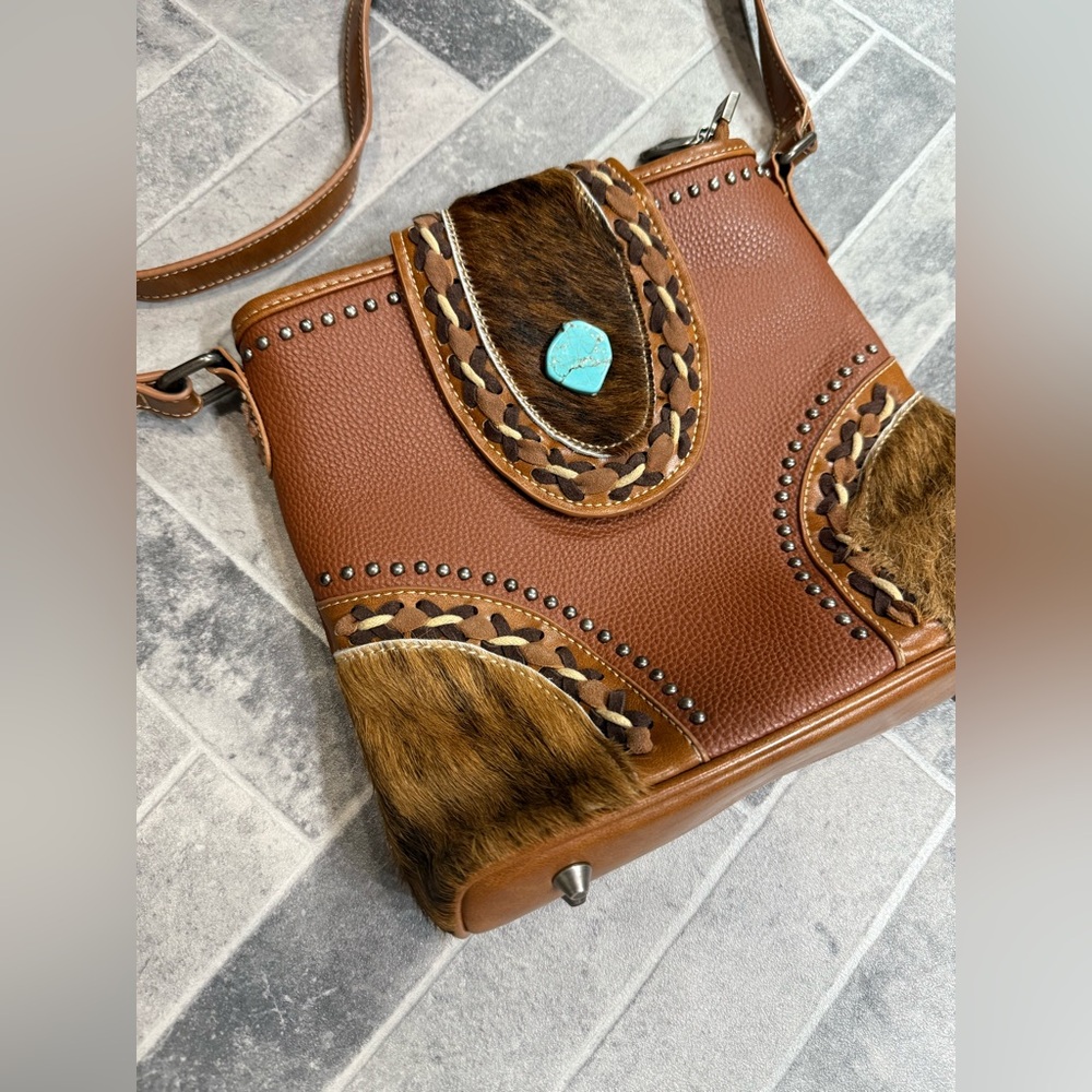 Trinity Ranch Brown Leather Crossbody Purse